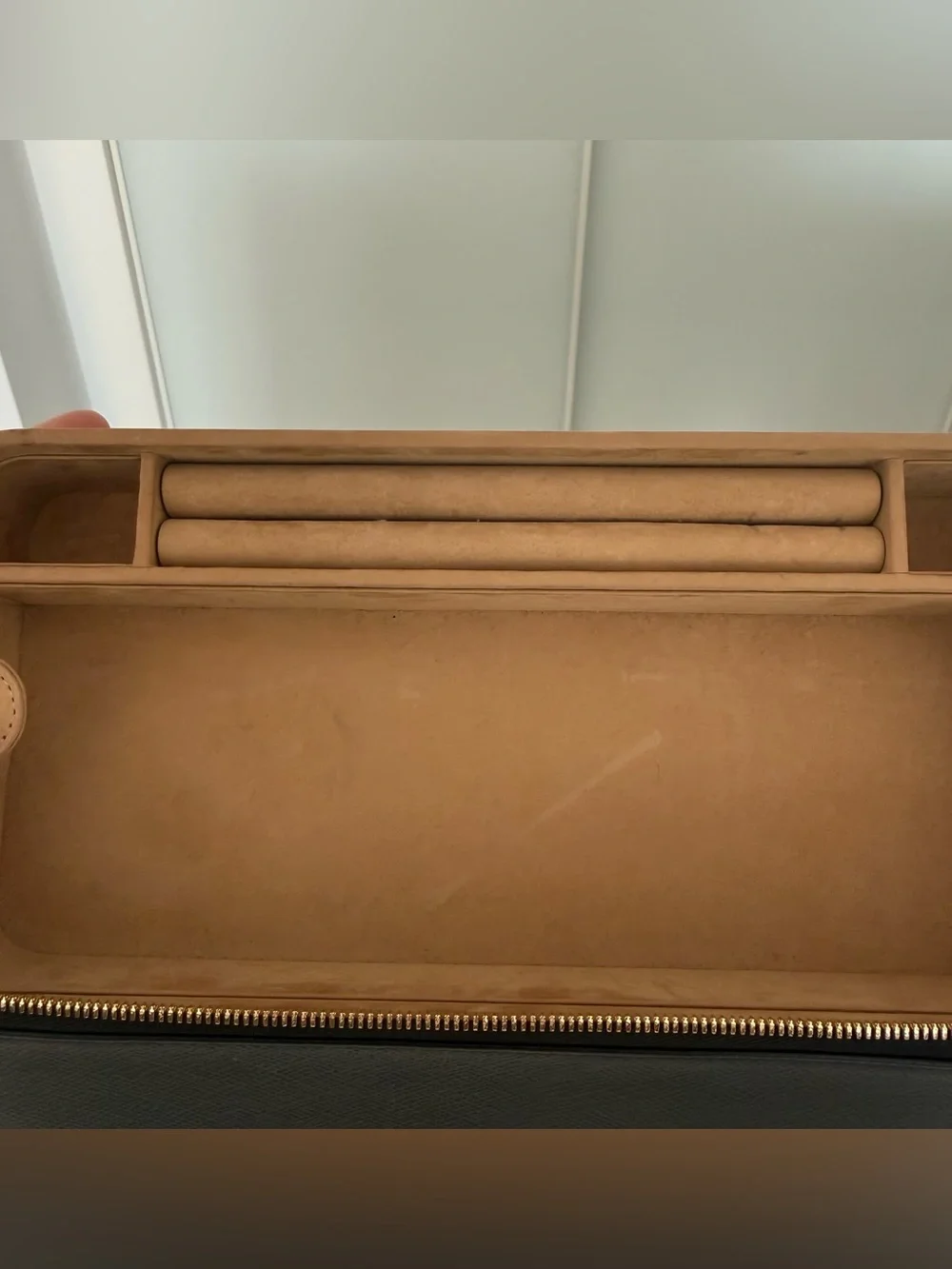 SMYTHSON Black Pebbled Leather Jewelry Case - Gold Hardware - 10.6” x 5.5” x 3”